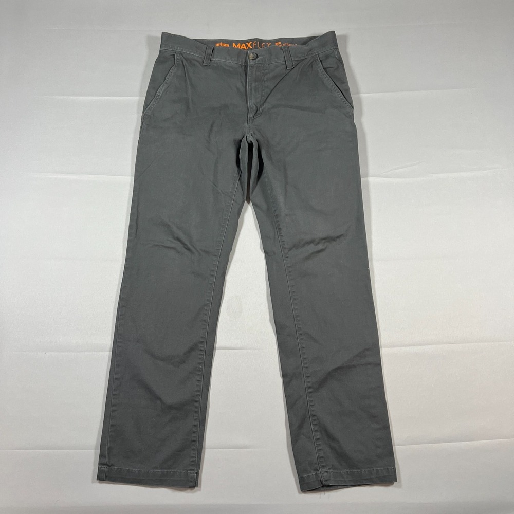 Urban Philippines Maxflex Slim Straight Pants Mens 32x30 Gray Cotton Low Rise